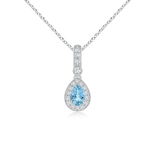 6x4mm AAAA Pear-Shaped Aquamarine and pave Diamond Halo Pendant in P950 Platinum