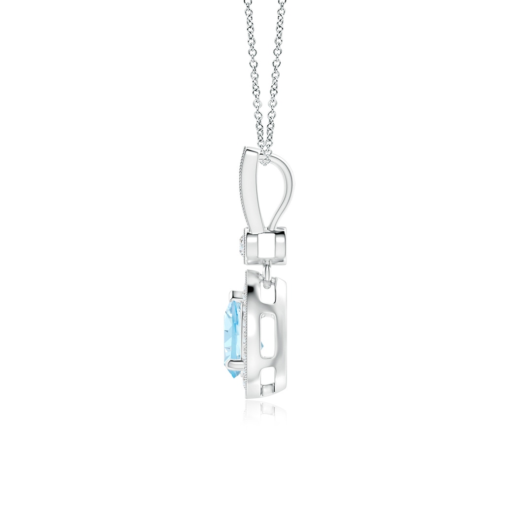 7x5mm AAA Pear-Shaped Aquamarine and pave Diamond Halo Pendant in White Gold Side-1
