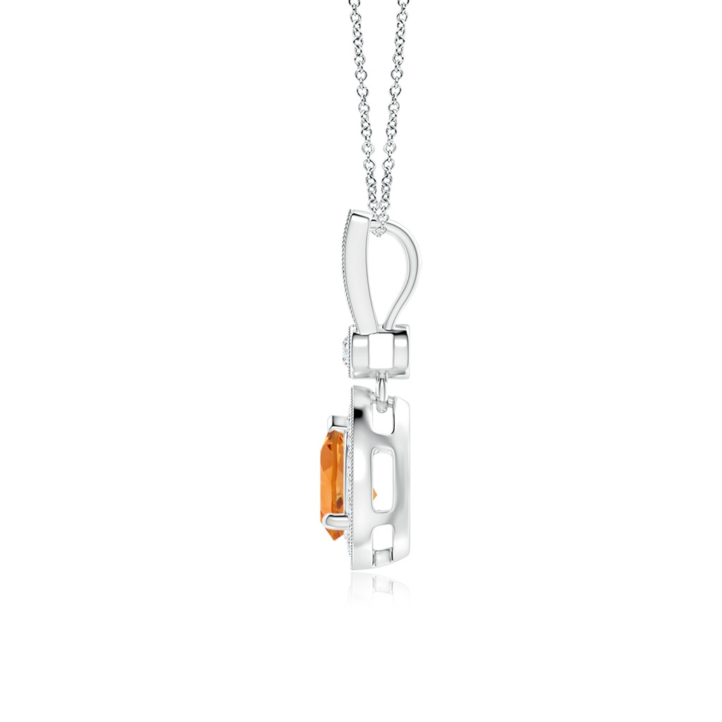 7x5mm AAA Pear-Shaped Citrine and pave Diamond Halo Pendant in White Gold Side-1
