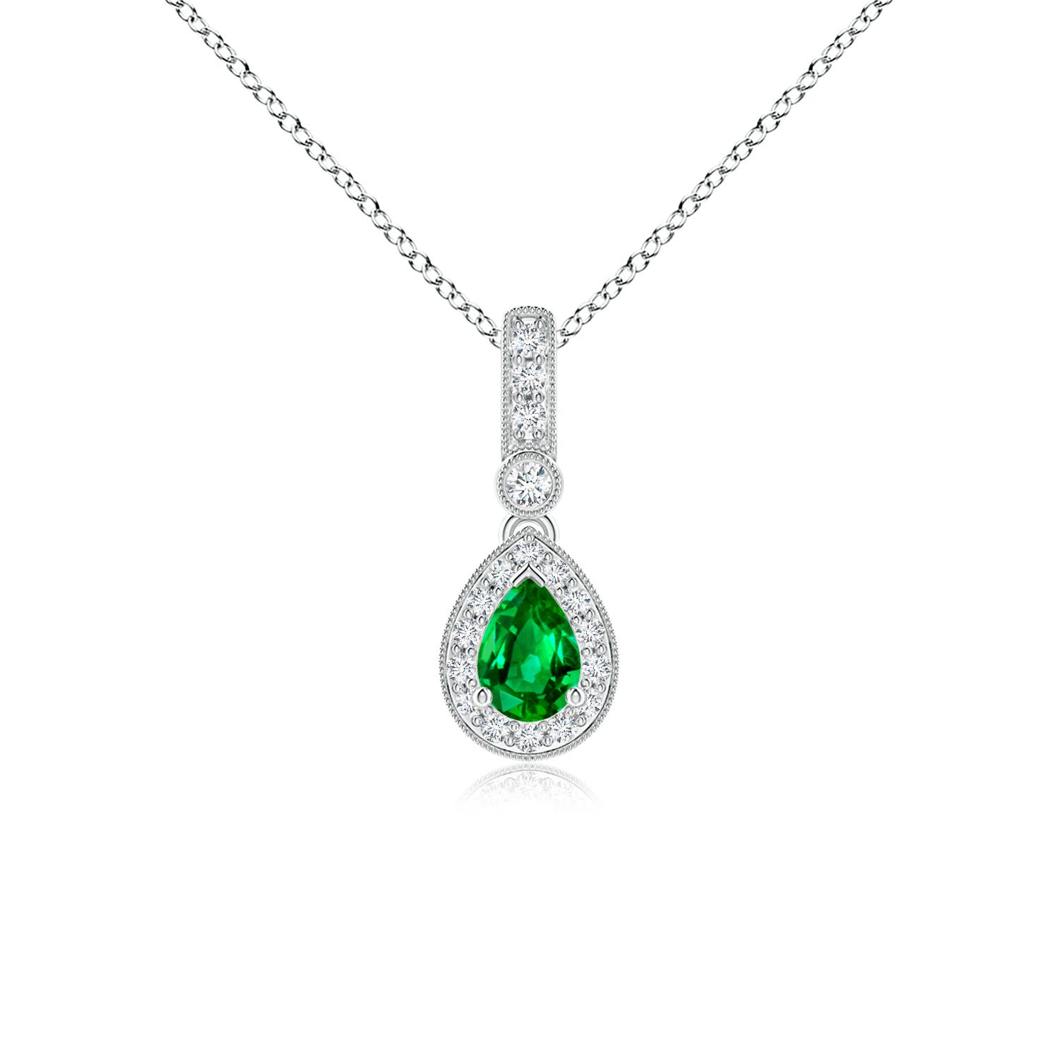 Premium - Lab-Grown Emerald / 0.53 CT / 14 KT White Gold