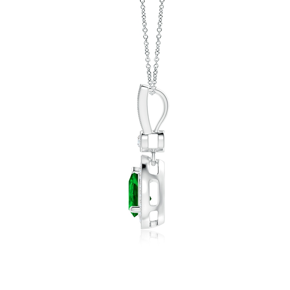 7x5mm AAAA Pear-Shaped Emerald and pave Diamond Halo Pendant in P950 Platinum side-1
