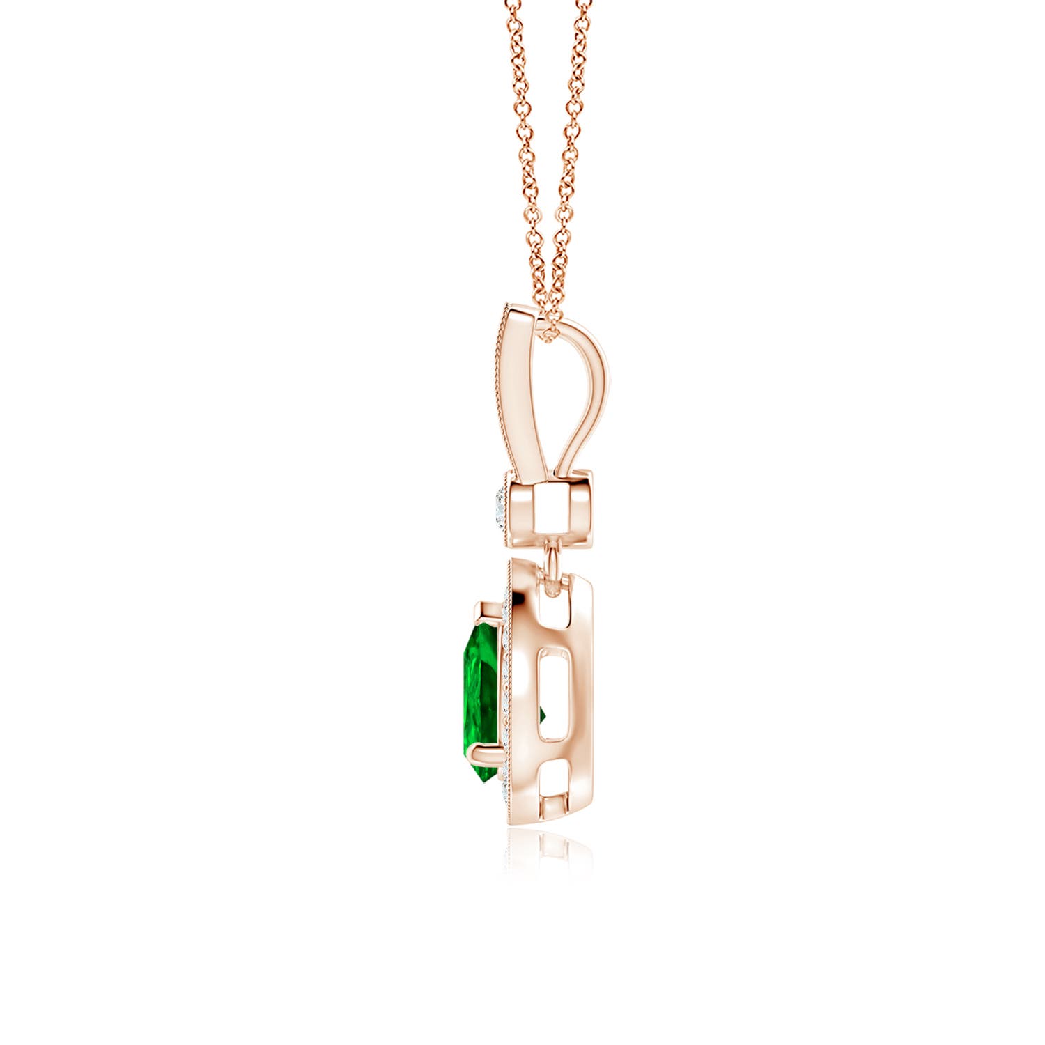 Premium - Lab-Grown Emerald / 0.84 CT / 14 KT Rose Gold