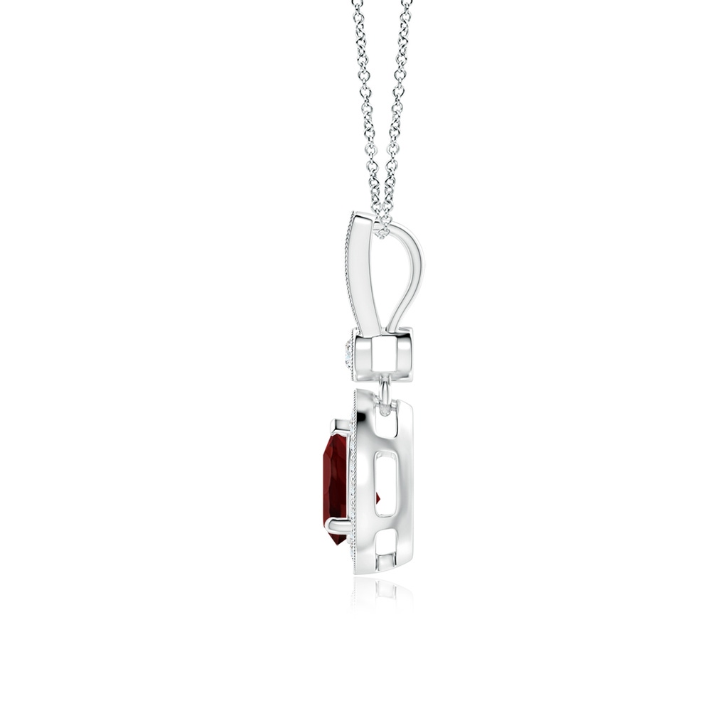 7x5mm AAA Pear-Shaped Garnet and pave Diamond Halo Pendant in White Gold Side-1