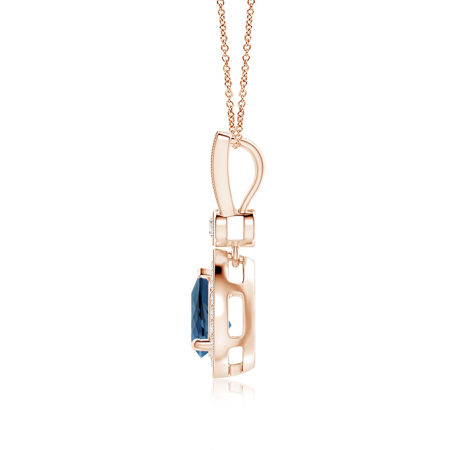 A - London Blue Topaz / 1.56 CT / 14 KT Rose Gold