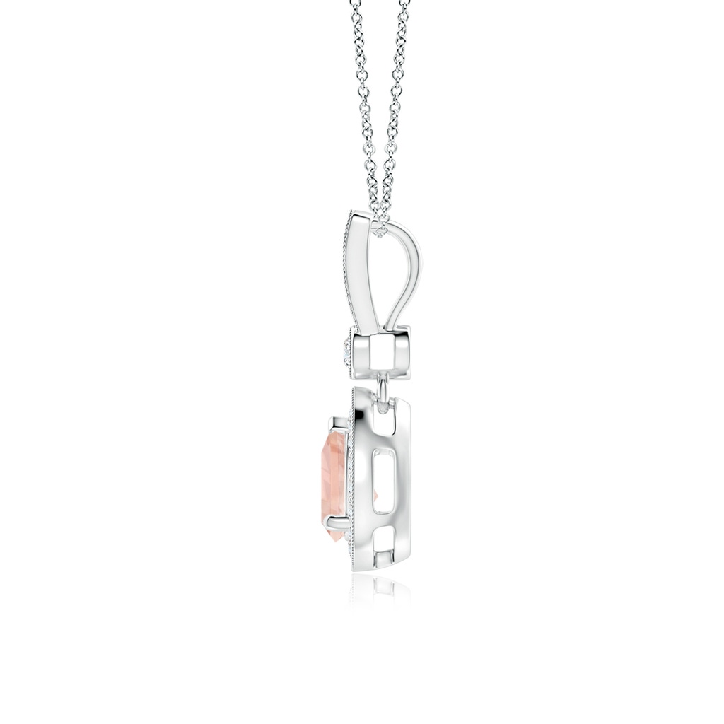 7x5mm AAA Pear-Shaped Morganite and pave Diamond Halo Pendant in White Gold - side_1