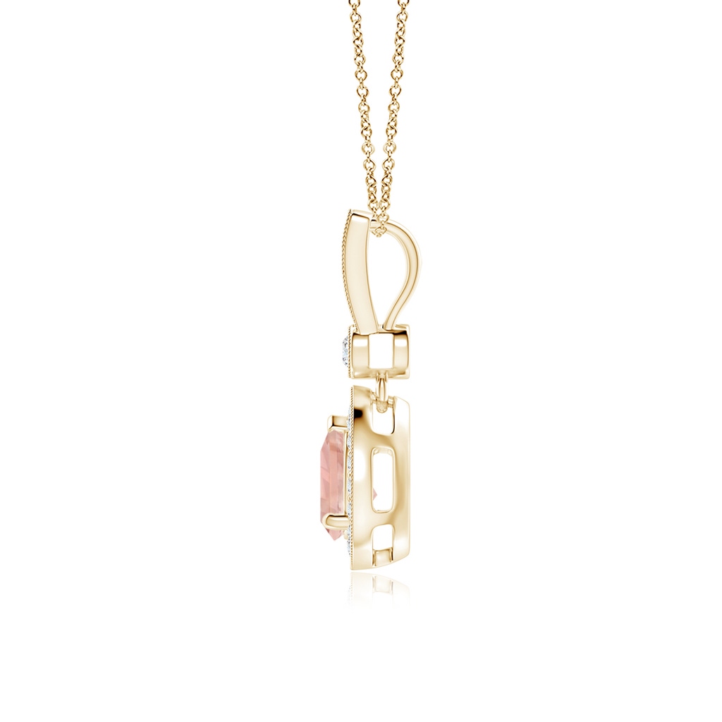 7x5mm AAAA Pear-Shaped Morganite and pave Diamond Halo Pendant in Yellow Gold - side_1