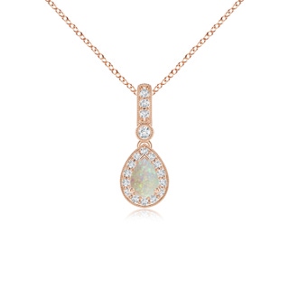 6x4mm AAA Pear-Shaped Opal and pave Diamond Halo Pendant in Rose Gold
