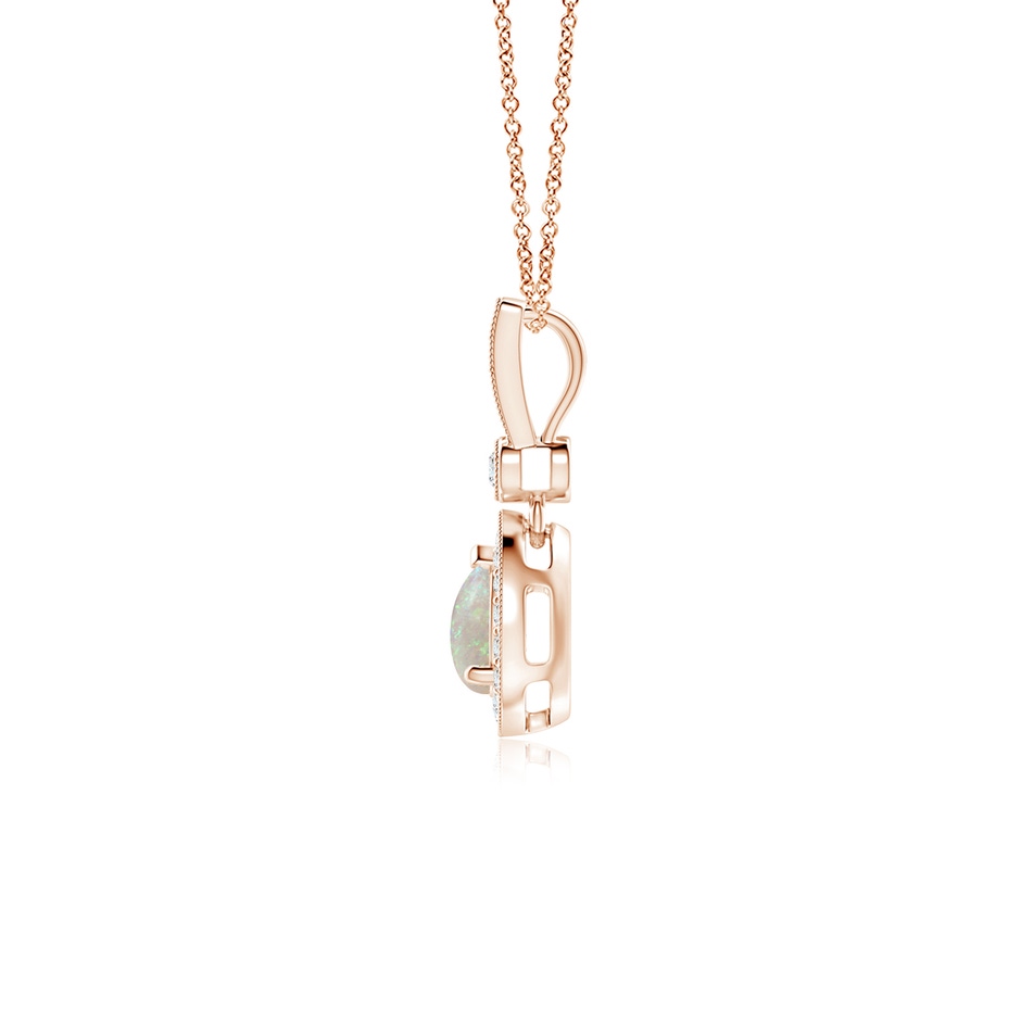 6x4mm AAA Pear-Shaped Opal and pave Diamond Halo Pendant in Rose Gold side-1