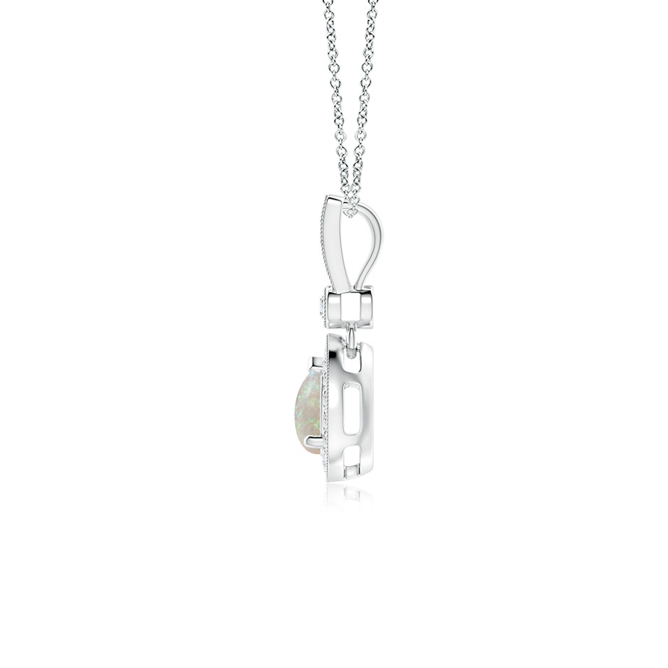 6x4mm AAA Pear-Shaped Opal and pave Diamond Halo Pendant in White Gold side-1