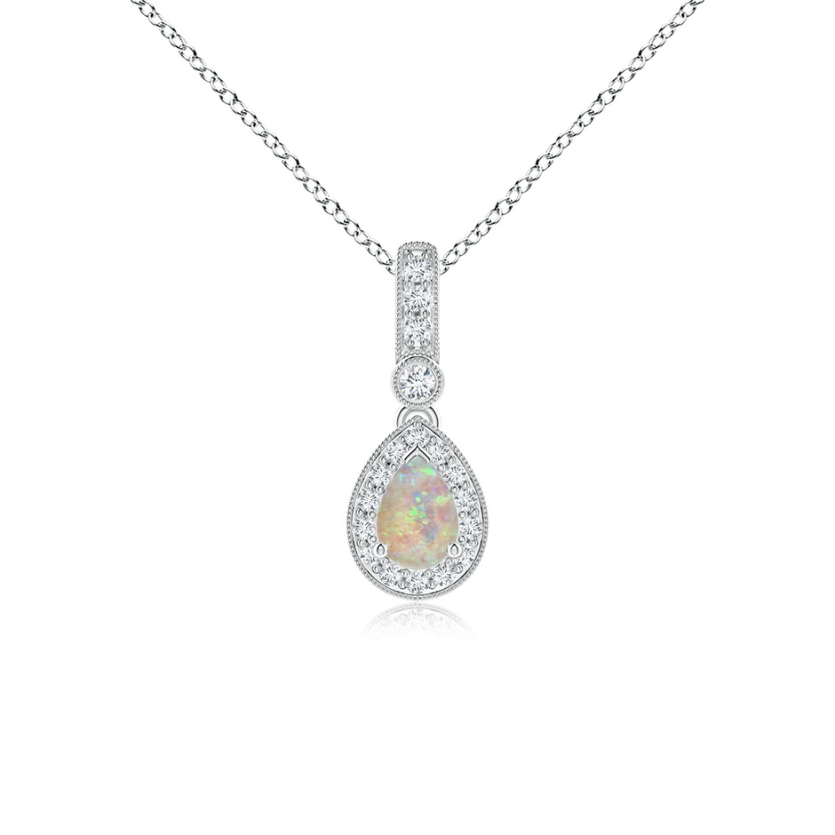 6x4mm AAAA Pear-Shaped Opal and pave Diamond Halo Pendant in P950 Platinum 