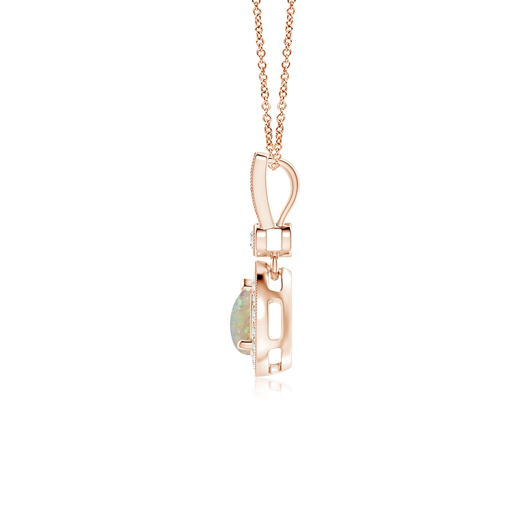 6x4mm AAAA Pear-Shaped Opal and pave Diamond Halo Pendant in Rose Gold - side_1