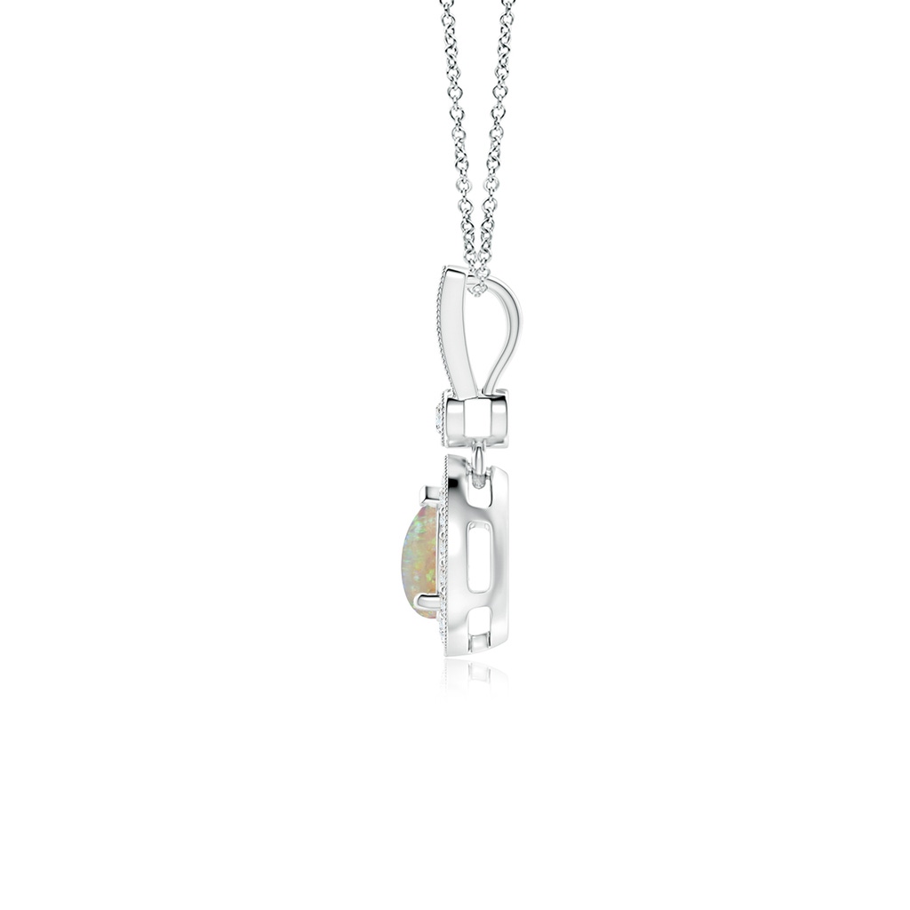 6x4mm AAAA Pear-Shaped Opal and pave Diamond Halo Pendant in White Gold - side_1