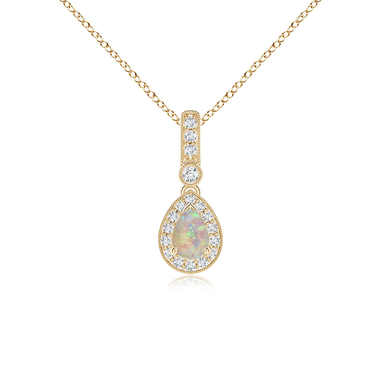 Pear-Shaped Opal Solitaire Dangle Pendant | Angara