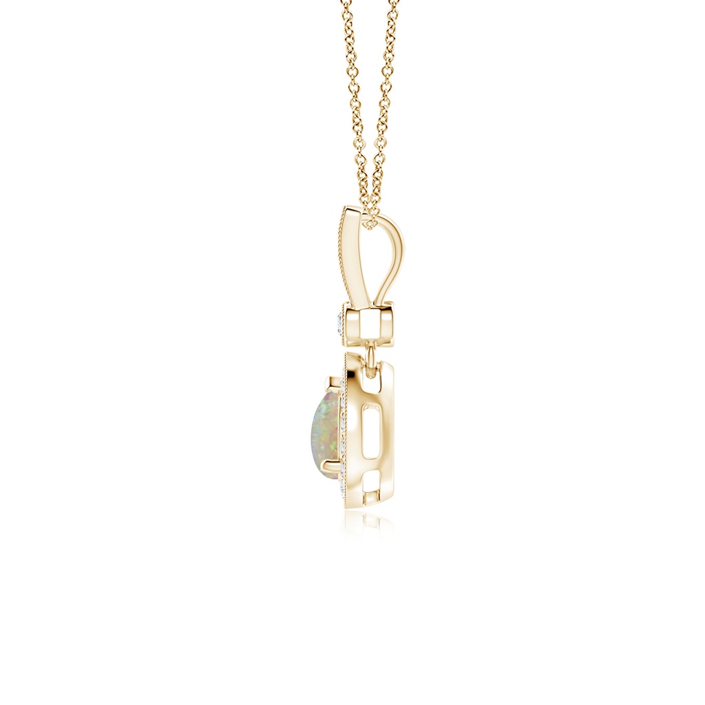 6x4mm AAAA Pear-Shaped Opal and pave Diamond Halo Pendant in Yellow Gold - side_1