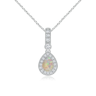 7x5mm AAAA Pear-Shaped Opal and pave Diamond Halo Pendant in P950 Platinum