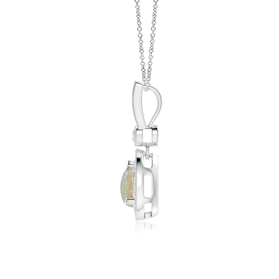7x5mm AAAA Pear-Shaped Opal and pave Diamond Halo Pendant in P950 Platinum side-1