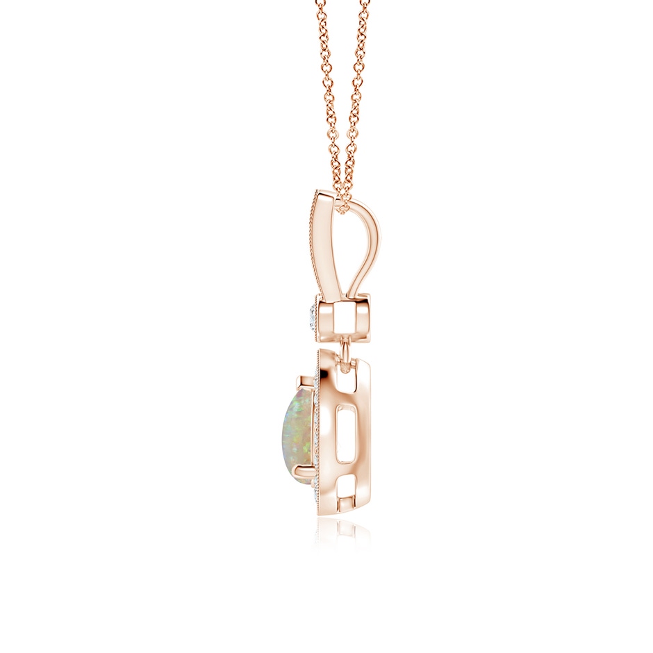 7x5mm AAAA Pear-Shaped Opal and pave Diamond Halo Pendant in Rose Gold side-1