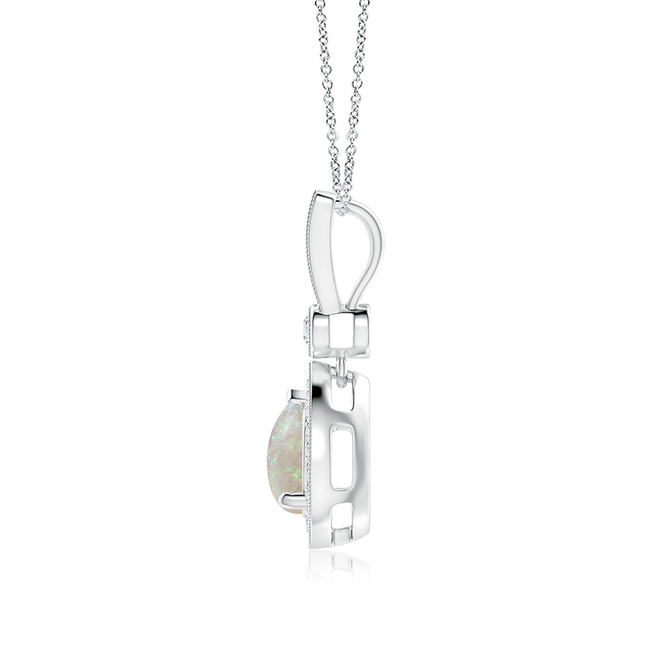 8x6mm AAA Pear-Shaped Opal and pave Diamond Halo Pendant in White Gold side-1