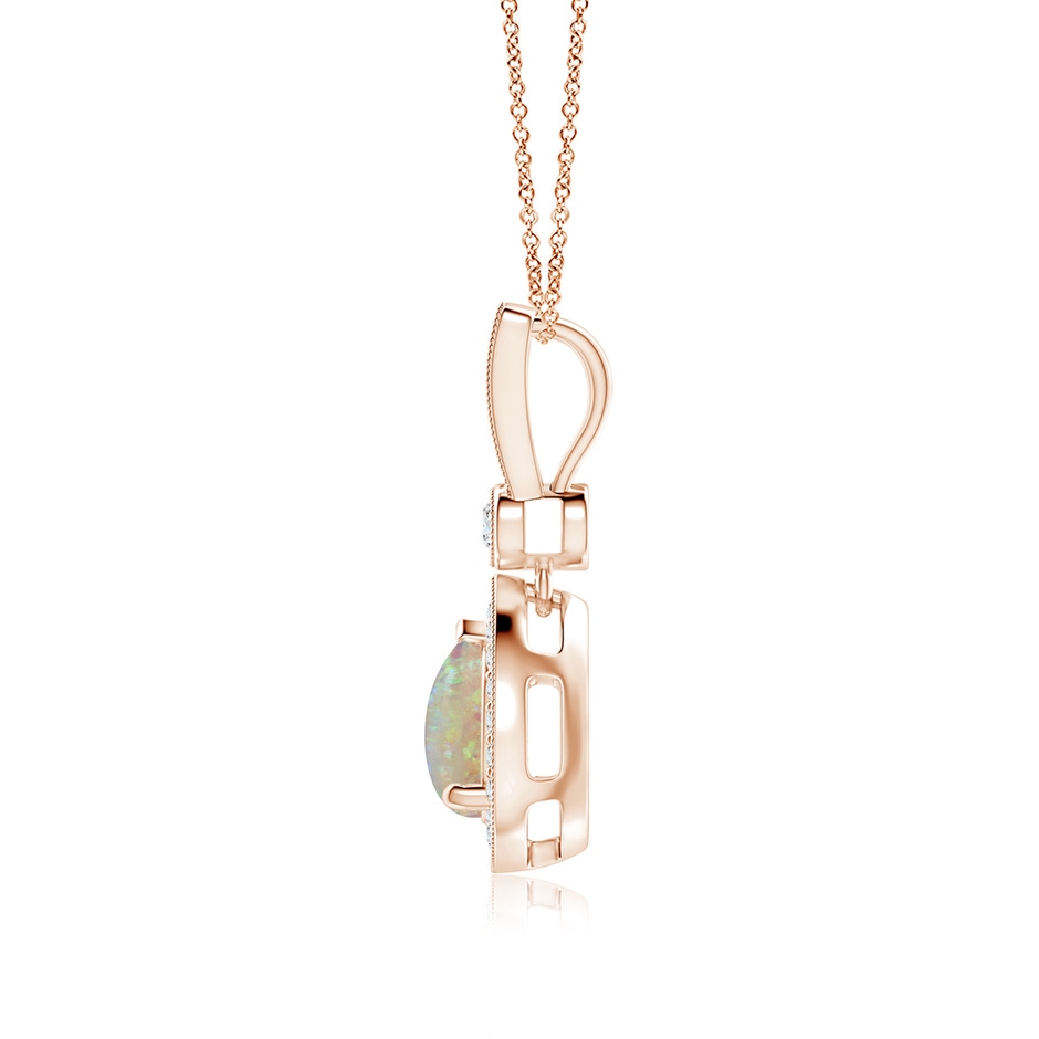 8x6mm AAAA Pear-Shaped Opal and pave Diamond Halo Pendant in Rose Gold side-1