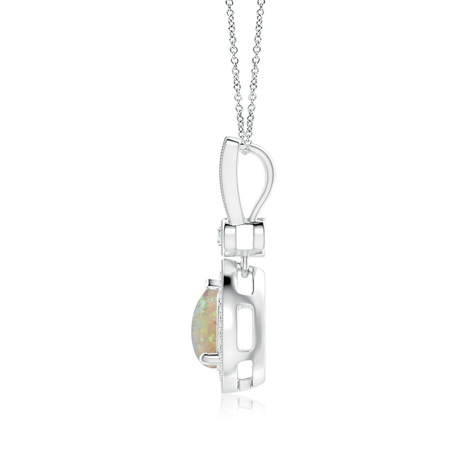 8x6mm AAAA Pear-Shaped Opal and pave Diamond Halo Pendant in White Gold side-1