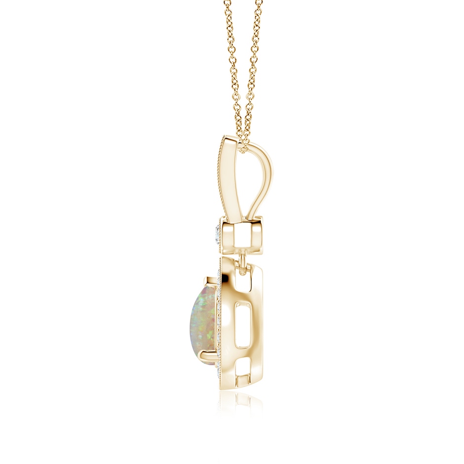 8x6mm AAAA Pear-Shaped Opal and pave Diamond Halo Pendant in Yellow Gold side-1