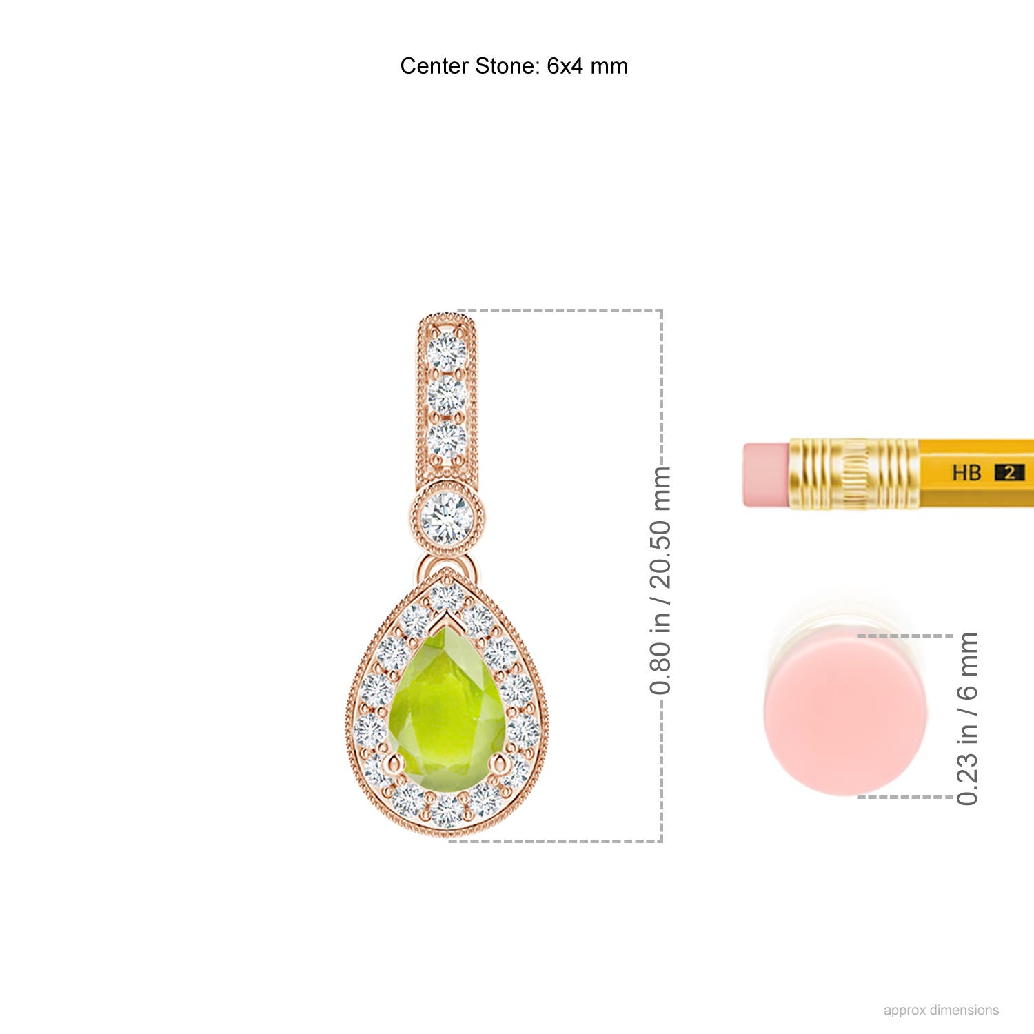 A - Peridot / 0.58 CT / 14 KT Rose Gold