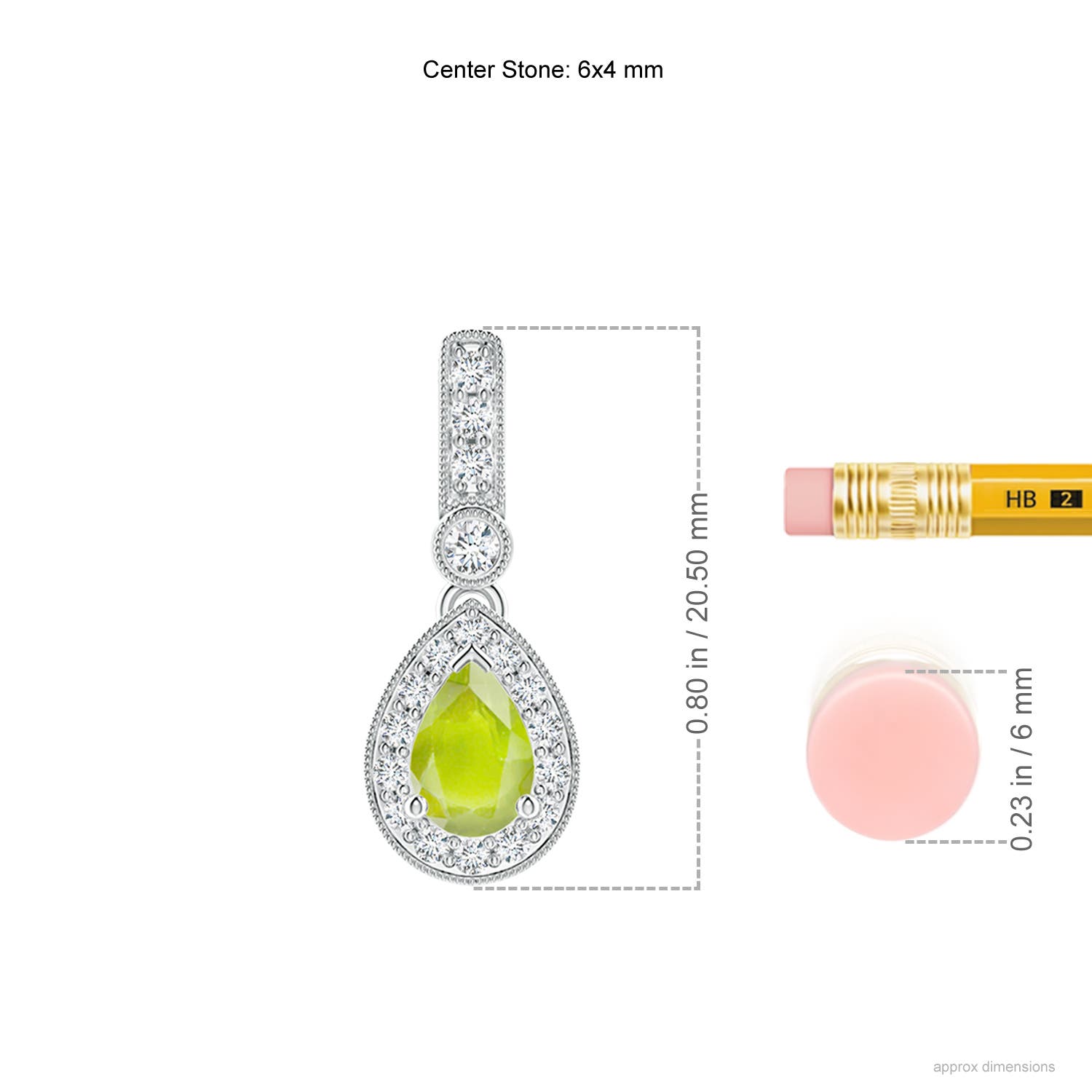 A - Peridot / 0.58 CT / 14 KT White Gold