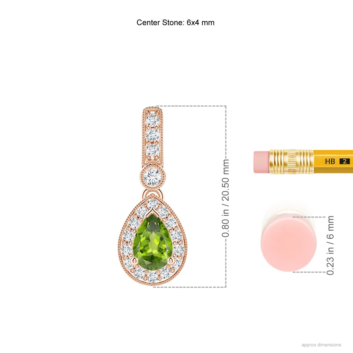 AAA - Peridot / 0.58 CT / 14 KT Rose Gold