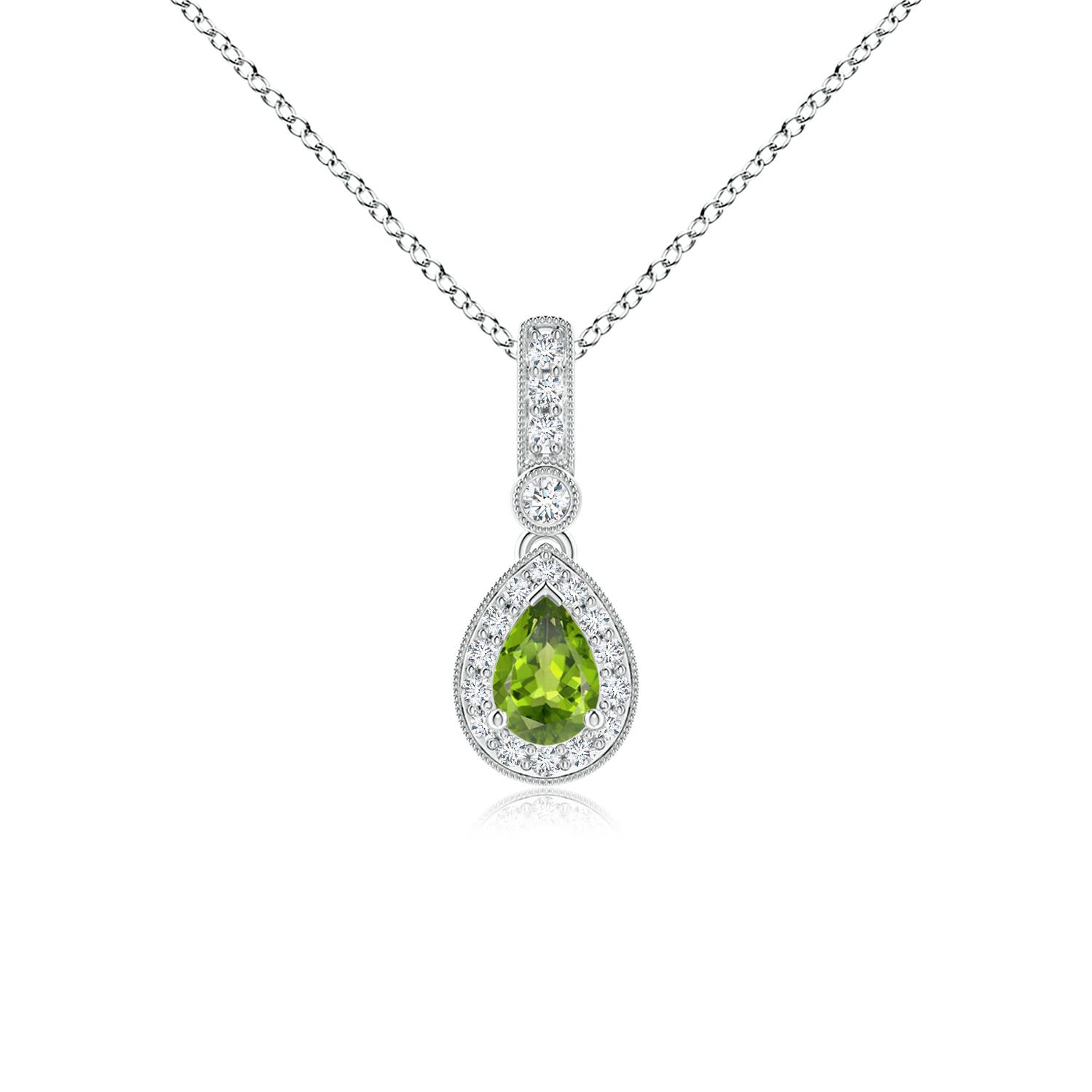 AAA - Peridot / 0.58 CT / 14 KT White Gold