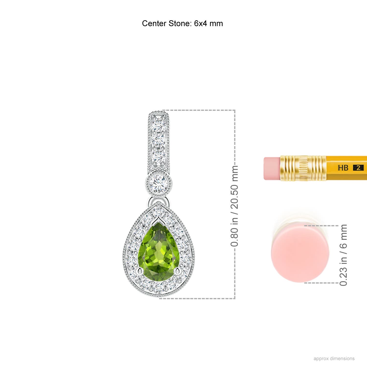 AAA - Peridot / 0.58 CT / 14 KT White Gold