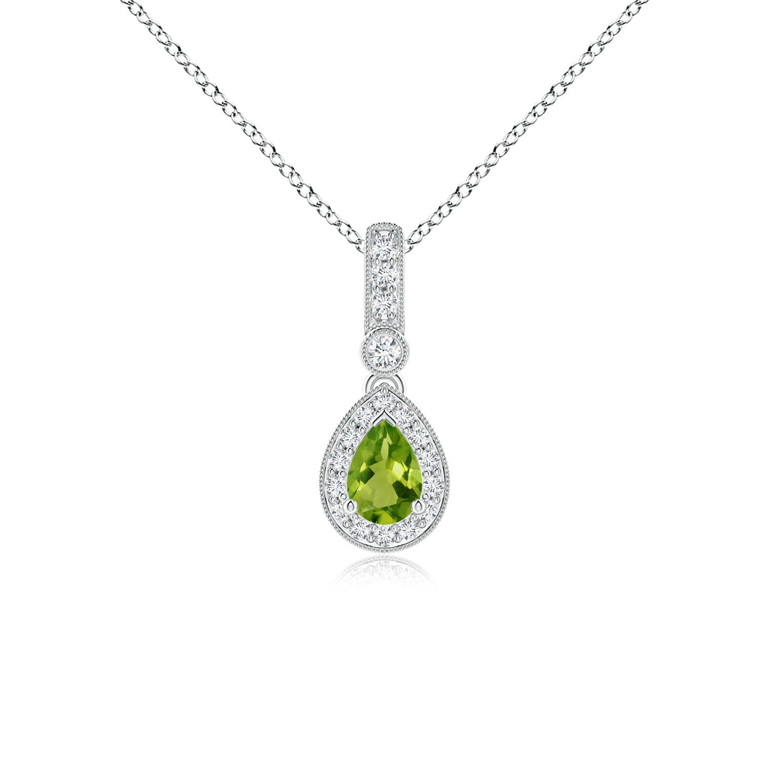 AAAA - Peridot / 0.58 CT / 14 KT White Gold