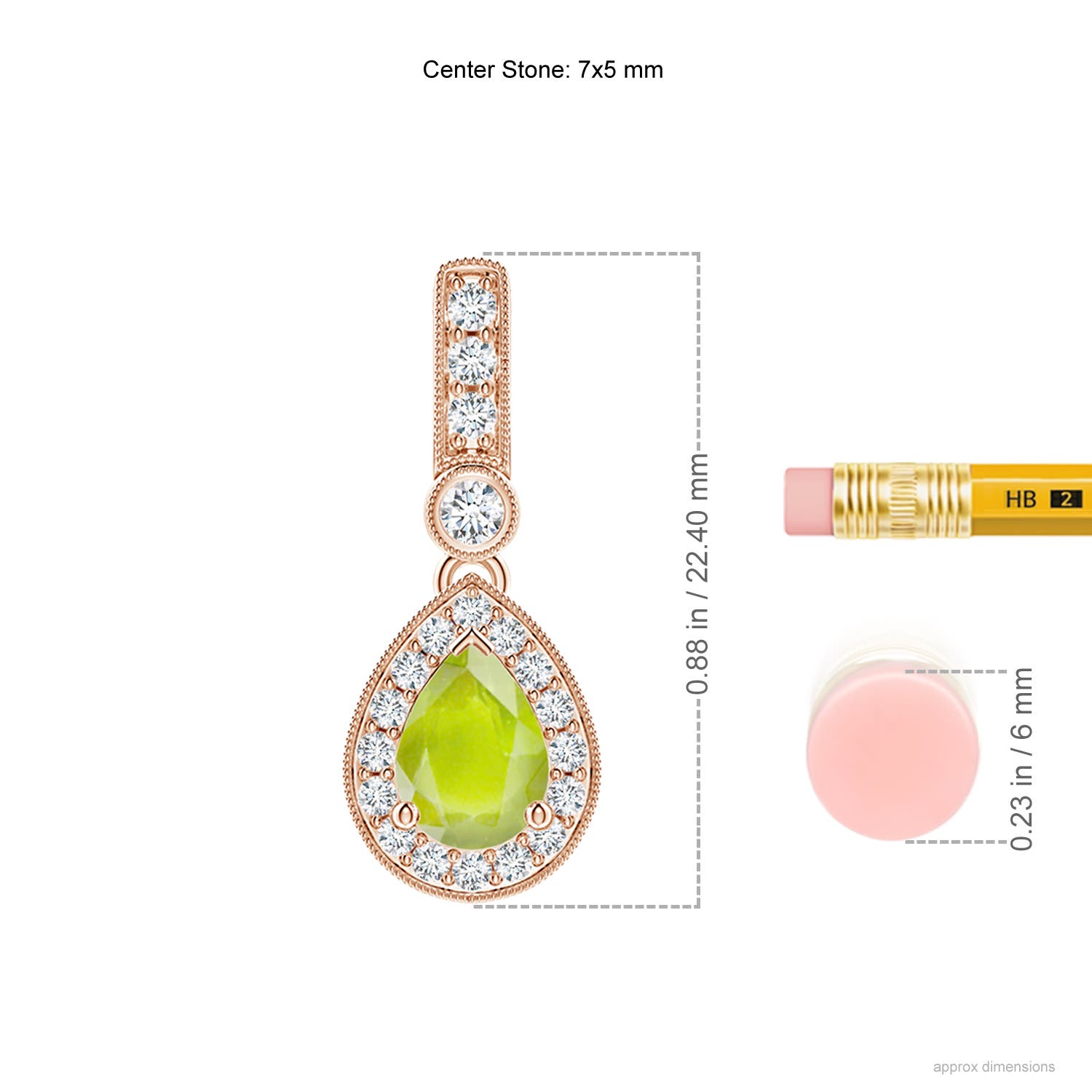 A - Peridot / 0.94 CT / 14 KT Rose Gold