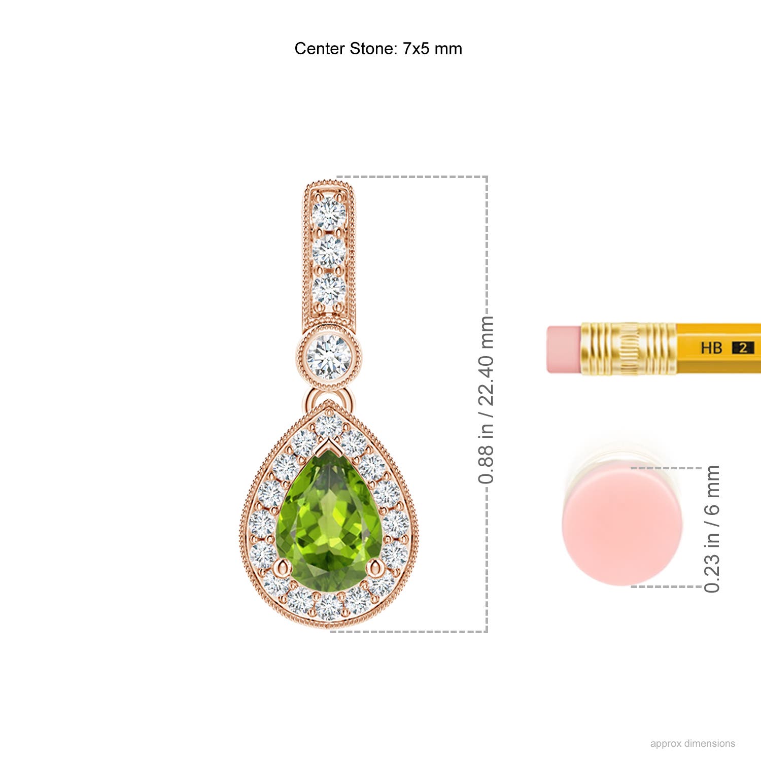 AAA - Peridot / 0.94 CT / 14 KT Rose Gold