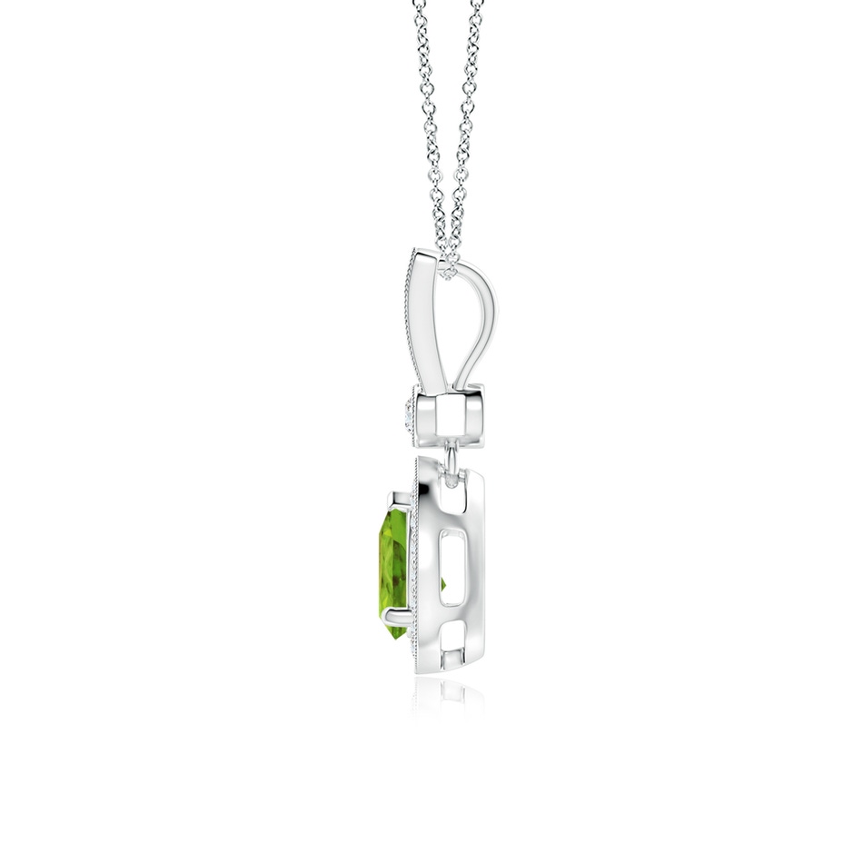 7x5mm AAA Pear-Shaped Peridot and pave Diamond Halo Pendant in White Gold side-1