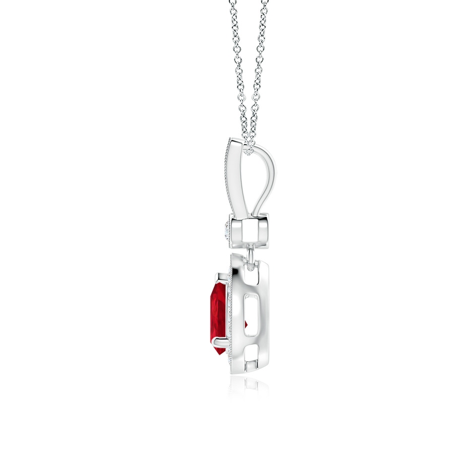 7x5mm AAA Pear-Shaped Ruby and pave Diamond Halo Pendant in P950 Platinum side-1