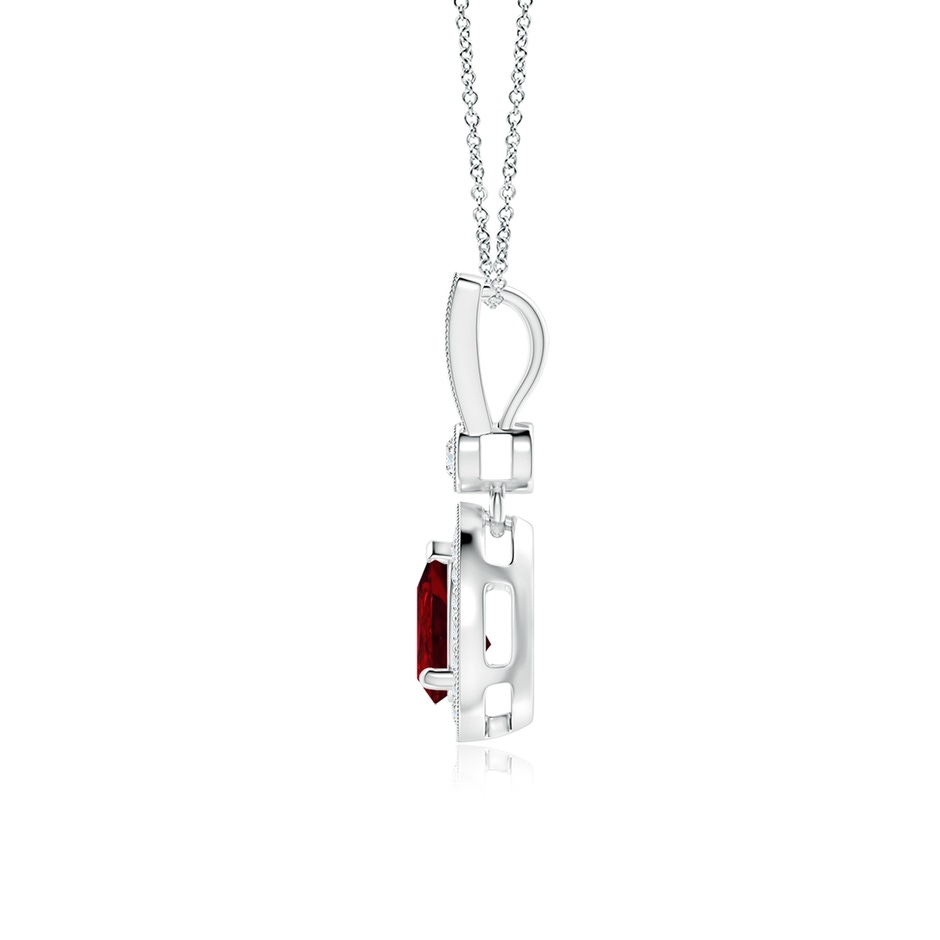 7x5mm AAAA Pear-Shaped Ruby and pave Diamond Halo Pendant in White Gold side-1