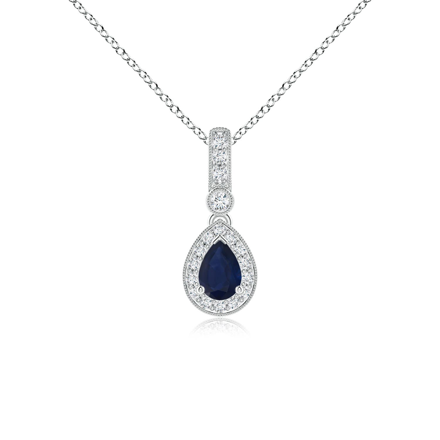 A - Blue Sapphire / 0.58 CT / 14 KT White Gold