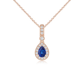 6x4mm AAA Pear-Shaped Sapphire and Pave Diamond Halo Pendant in Rose Gold