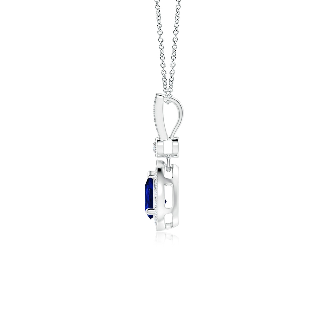 6x4mm AAAA Pear-Shaped Sapphire and Pave Diamond Halo Pendant in P950 Platinum - side_1