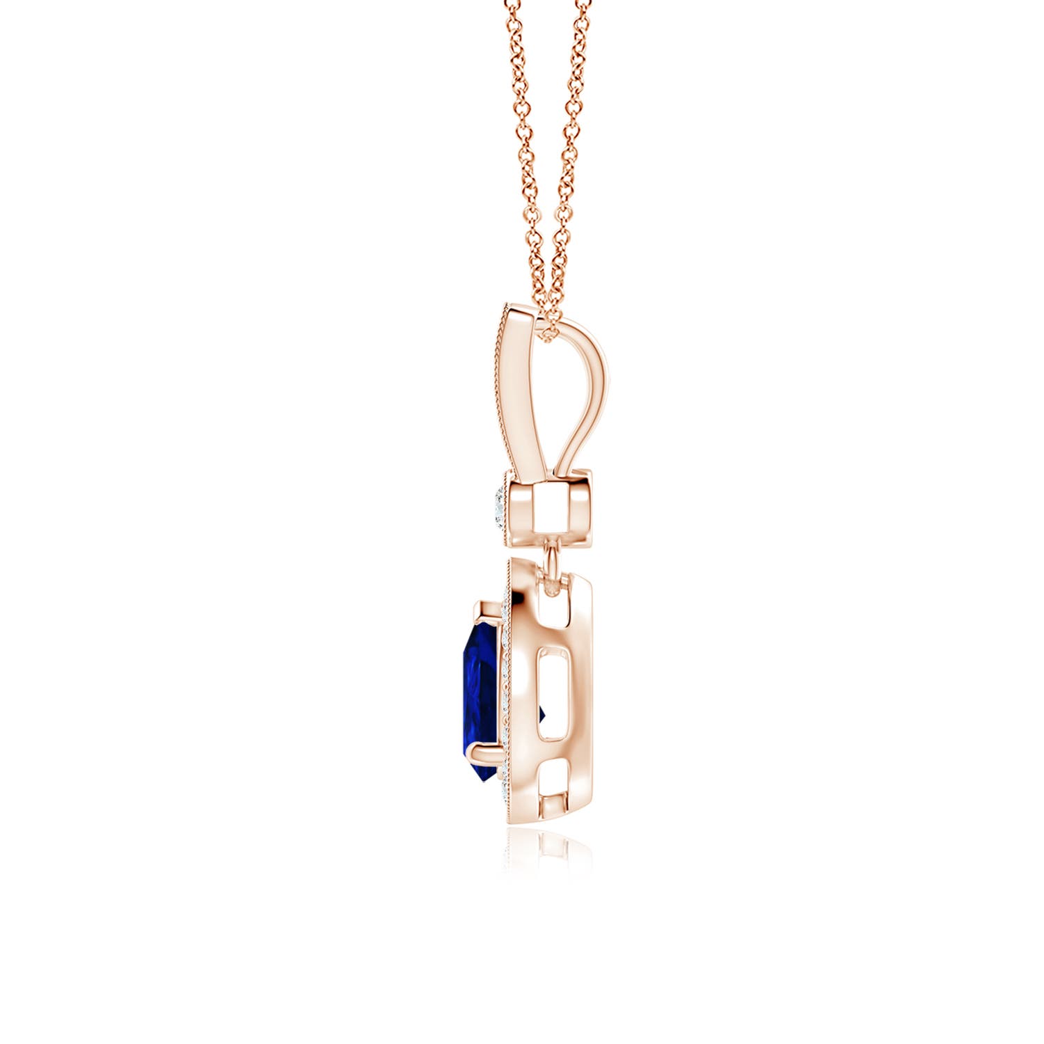 AAAA - Blue Sapphire / 0.99 CT / 14 KT Rose Gold