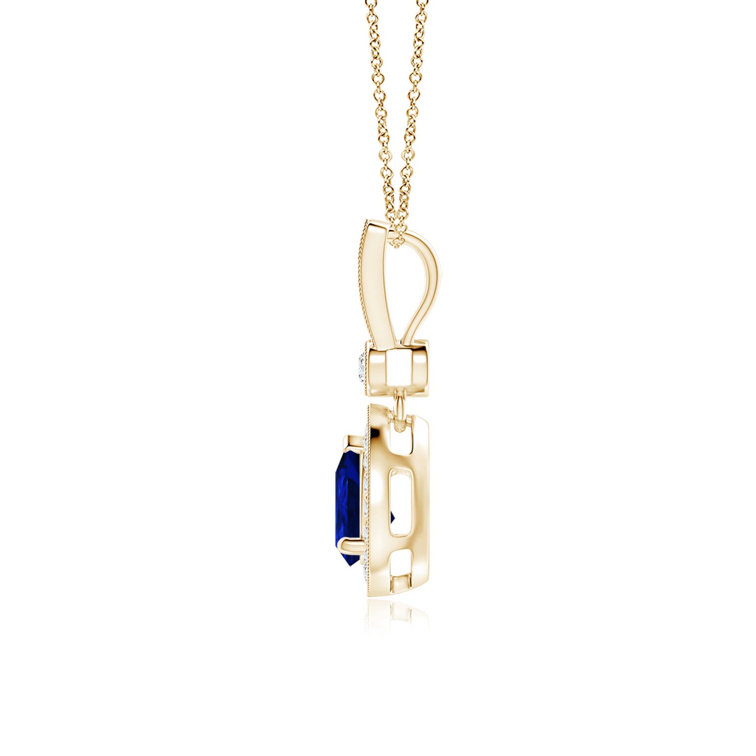 AAAA - Blue Sapphire / 0.99 CT / 14 KT Yellow Gold