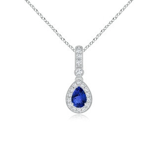 6x4mm AAA Pear-Shaped Tanzanite and pave Diamond Halo Pendant in White Gold