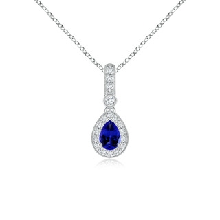 6x4mm AAAA Pear-Shaped Tanzanite and pave Diamond Halo Pendant in White Gold