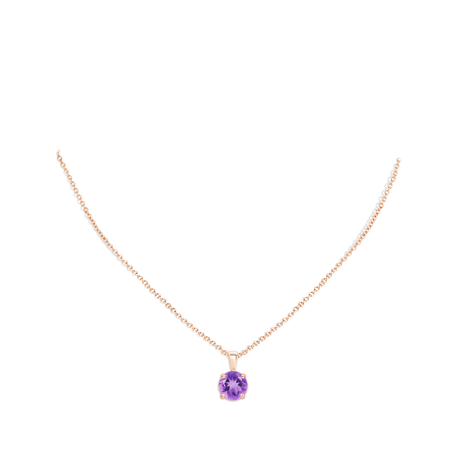 10mm A Classic Prong-Set Round Amethyst Solitaire Pendant in Rose Gold pen