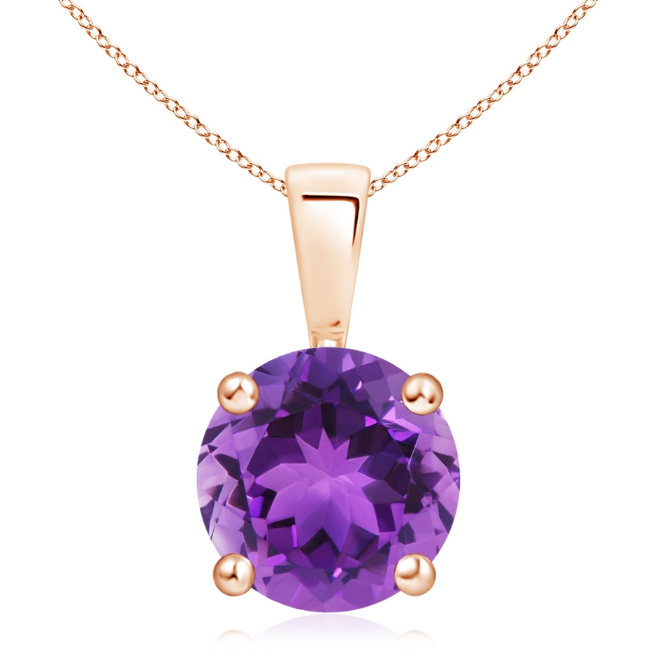 10mm AAA Classic Prong-Set Round Amethyst Solitaire Pendant in Rose Gold 