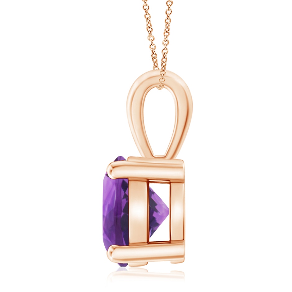 10mm AAA Classic Prong-Set Round Amethyst Solitaire Pendant in Rose Gold side 199