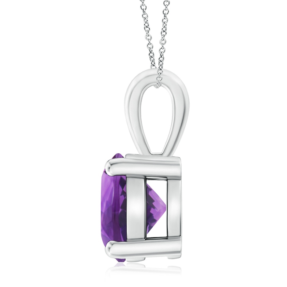 10mm AAA Classic Prong-Set Round Amethyst Solitaire Pendant in White Gold side 199