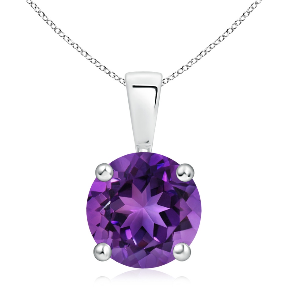 10mm AAAA Classic Prong-Set Round Amethyst Solitaire Pendant in P950 Platinum 