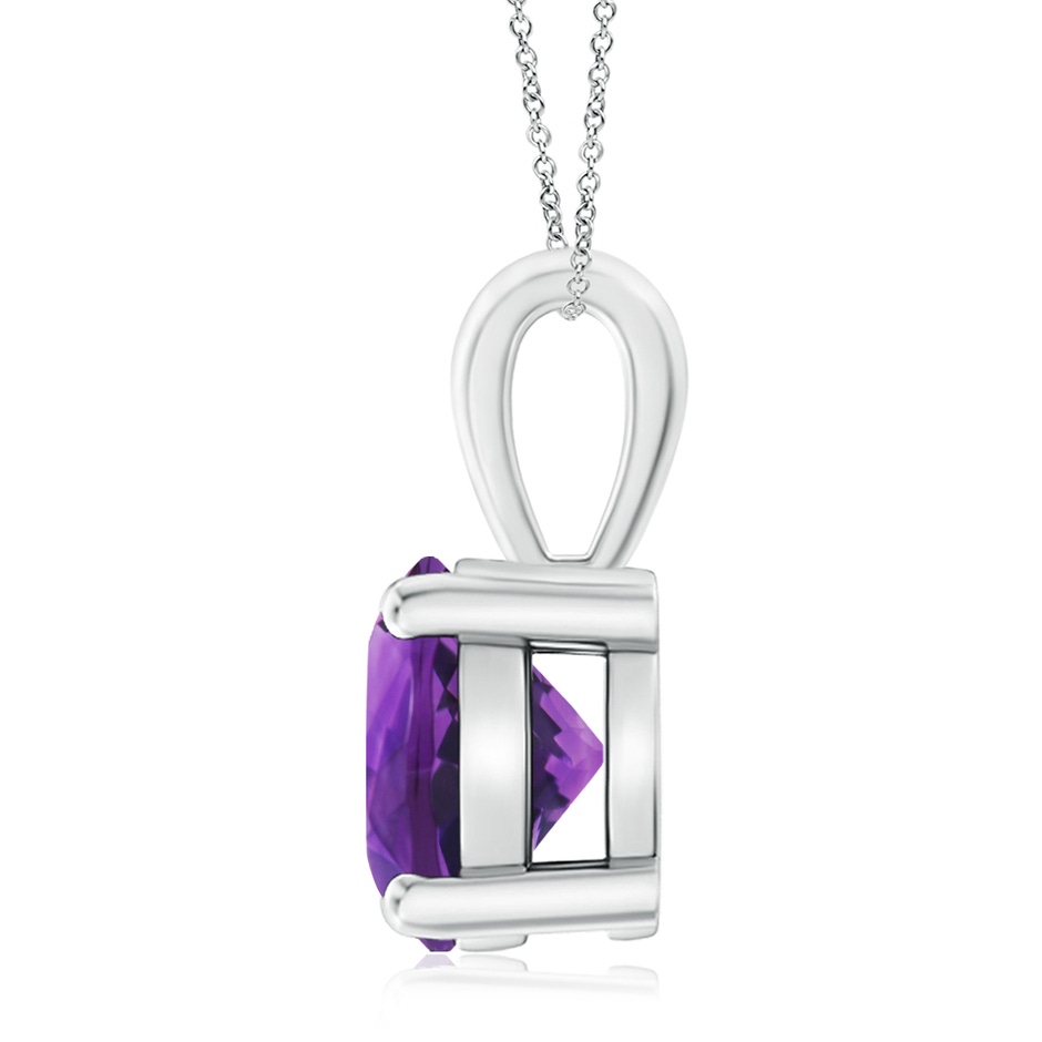 10mm AAAA Classic Prong-Set Round Amethyst Solitaire Pendant in P950 Platinum side 199