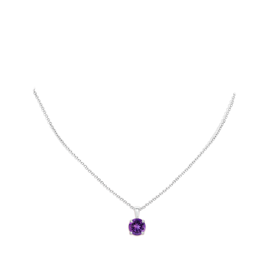 10mm AAAA Classic Prong-Set Round Amethyst Solitaire Pendant in P950 Platinum pen